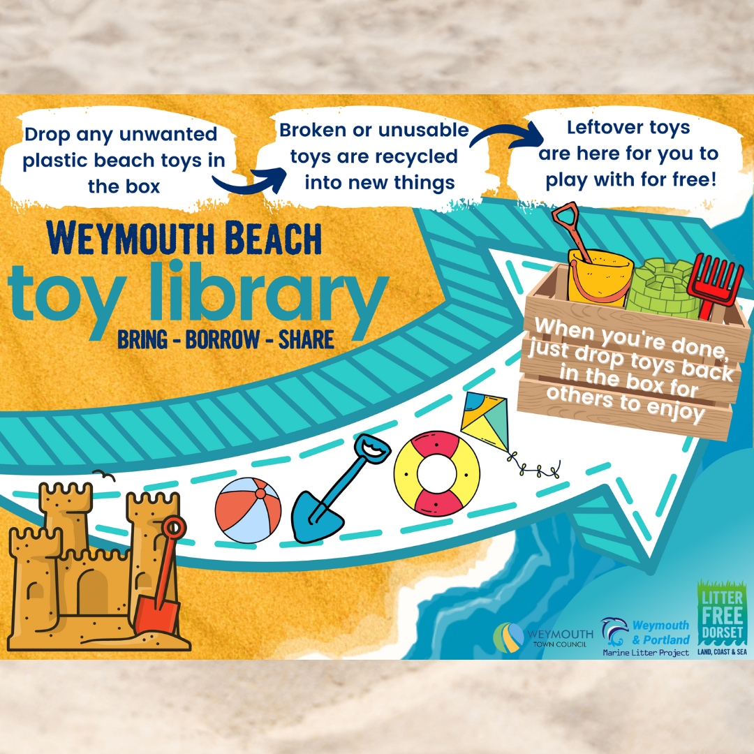 Enjoying the #SummerHolidays? ☀️ If you are visiting #Weymouth this week be sure to check out the toy libraries! 🤩 You can use the Toy Libraries to drop, borrow, and reuse toys – saving money and the planet! 🌍️ @WeymouthWTC 💚