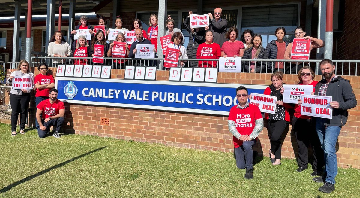 Members at Canley Vale PS met today to express their concerns and frustration over the <a href="/ChrisMinnsMP/">Chris Minns</a> act of betrayal to the profession. An agreement was reached, the profession is hurting, it’s time for deeds, not words! #HonourTheDeal <a href="/NSWLabor/">NSW Labor</a> <a href="/pruecar/">Prue Car MP</a> <a href="/TeachersFed/">Teachers Federation</a>