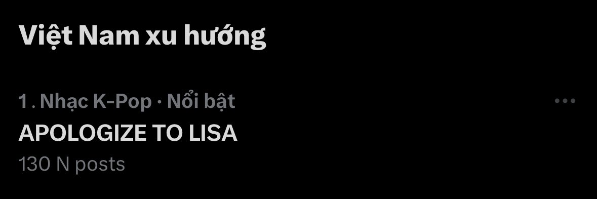 LisaVietnam's tweet photo. No. 1 trending in Vietnam

APOLOGIZE TO LISA @NEWJEANSGLOBAL https://t.co/dPIj9mAfBm