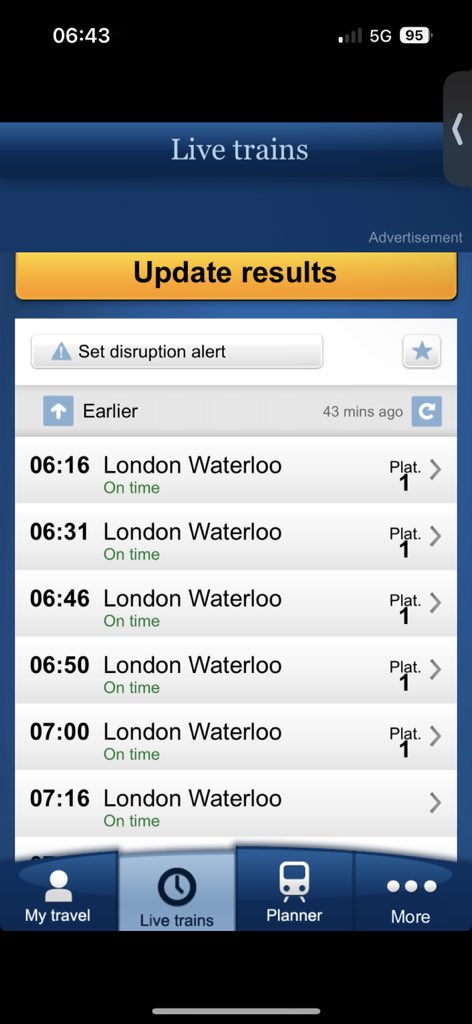 CatherineShir's tweet photo. @nationalrailenq can you please make sure the apps show the right departure time? It’s only a minute but when you live close by that can make a difference. The live trains and timetable show 6:31 but it left at 6:30 as shown on the live departure once it left. https://t.co/HsmpdM1uHH
