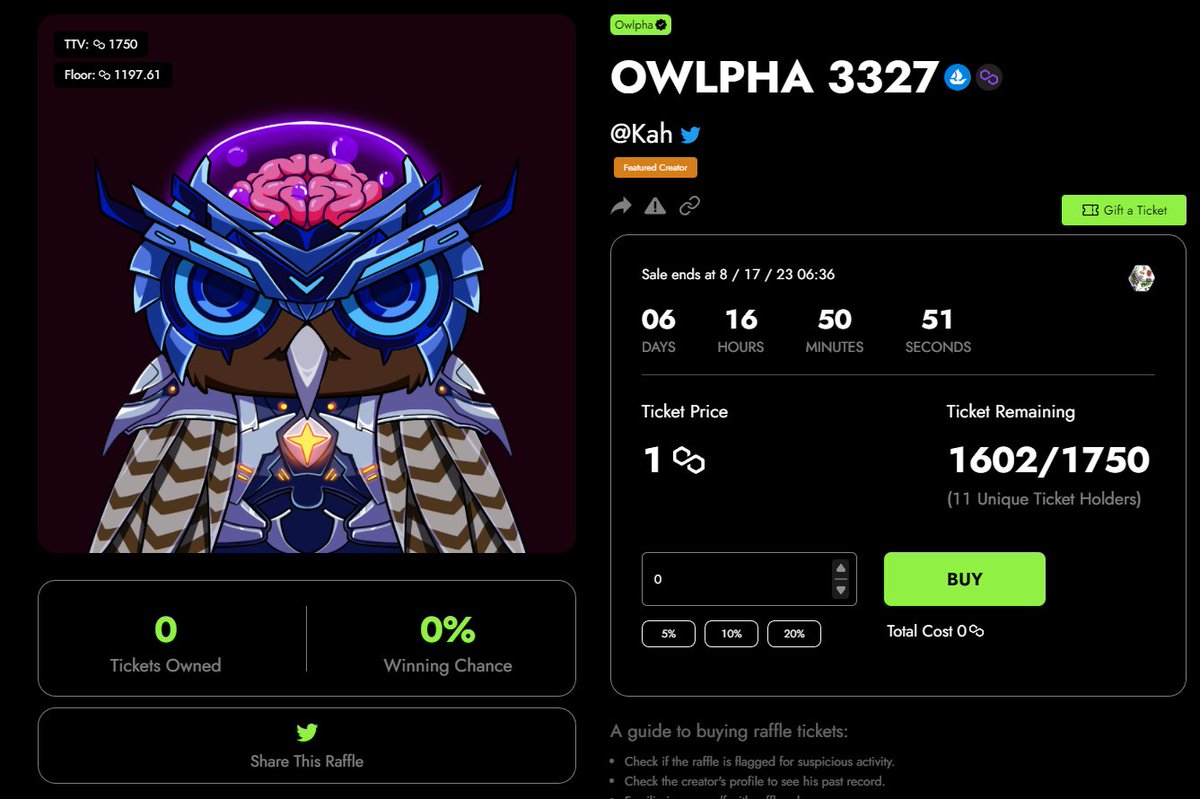 🎟️OWLPHA TICKET GIVEAWAY 🎟️

BIG news soon so its time for a BIG giveaway 😤

Giving away 5 PANZPLAY tickets each to 10 lucky winners for this <a href="/OwlphaNFT/">OWLPHΛ</a> NFT raffle. 

To enter:
-Follow <a href="/PANZNEXTGEN/">PANZ.NEXTGEN</a> and @PANZPLAY 
-Like and retweet. ♥️
-Tag 3 <a href="/onPolygon_/">onPolygon</a> friends.

48 hours. ⏰