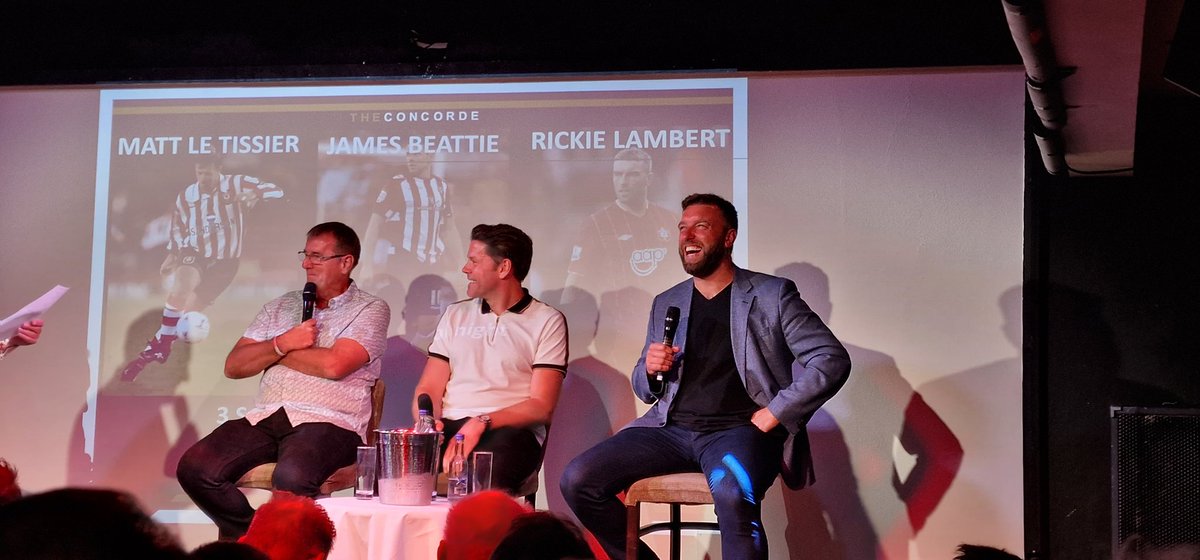 sfc_fred75's tweet photo. I didn't know what to expect from the 3 #SaintsFC Legends last night but OMG my cheeks hurt .... what good laugh it was thank you @AttreeTara for the tickets and thank you @mattletiss7 @1jamesbeattie and @SaintLambo07 for a great evening https://t.co/CKqye4jZRC