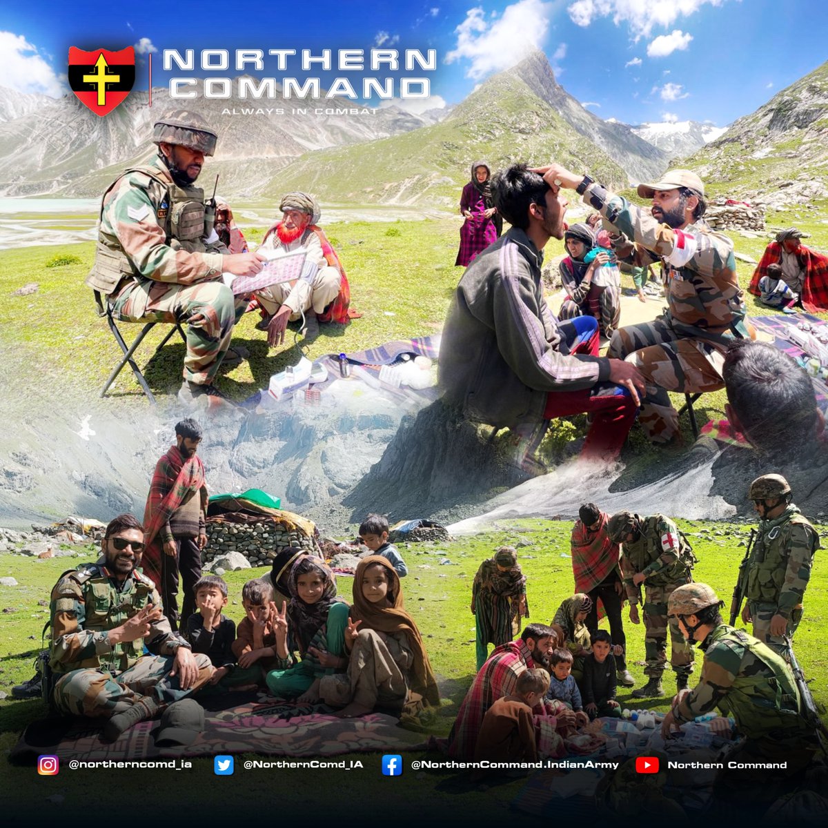 NorthernComd_IA's tweet photo. OP SHIVA
#WeCare

#IndianArmy conducted a #medicalcamp for Gujjar and Bakarwals at the base of Sheshnag glacier #Pahalgam to ensure smooth #Amarnathyatara2023.

Awareness campaign on personal hygiene and proper sanitation to ensure #safety of devotees was conducted.

#AmarnathYatra 
@ChinarcorpsIA
@adgpi
@PRODefSrinagar 
@prodefencejammu