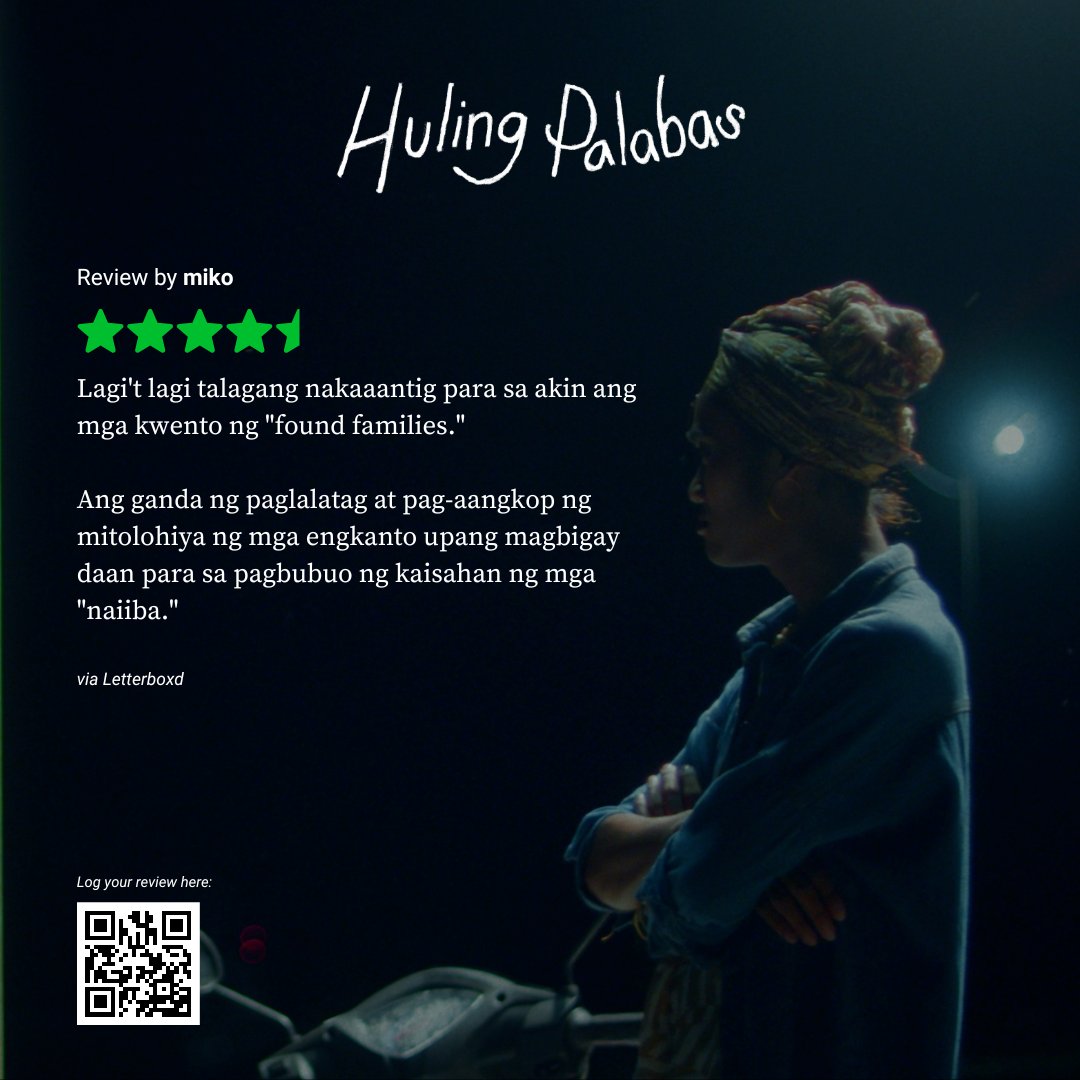 HulingPalabas's tweet photo. "Lagi't lagi talagang nakaaantig para sa akin ang mga kwento ng "found families."

Ang ganda ng paglalatag at pag-aangkop ng mitolohiya ng mga engkanto upang magbigay daan para sa pagbubuo ng kaisahan ng mga "naiiba."..."
- miko, via Letterboxd

#Cinemalaya2023 https://t.co/cPAudTaqCa