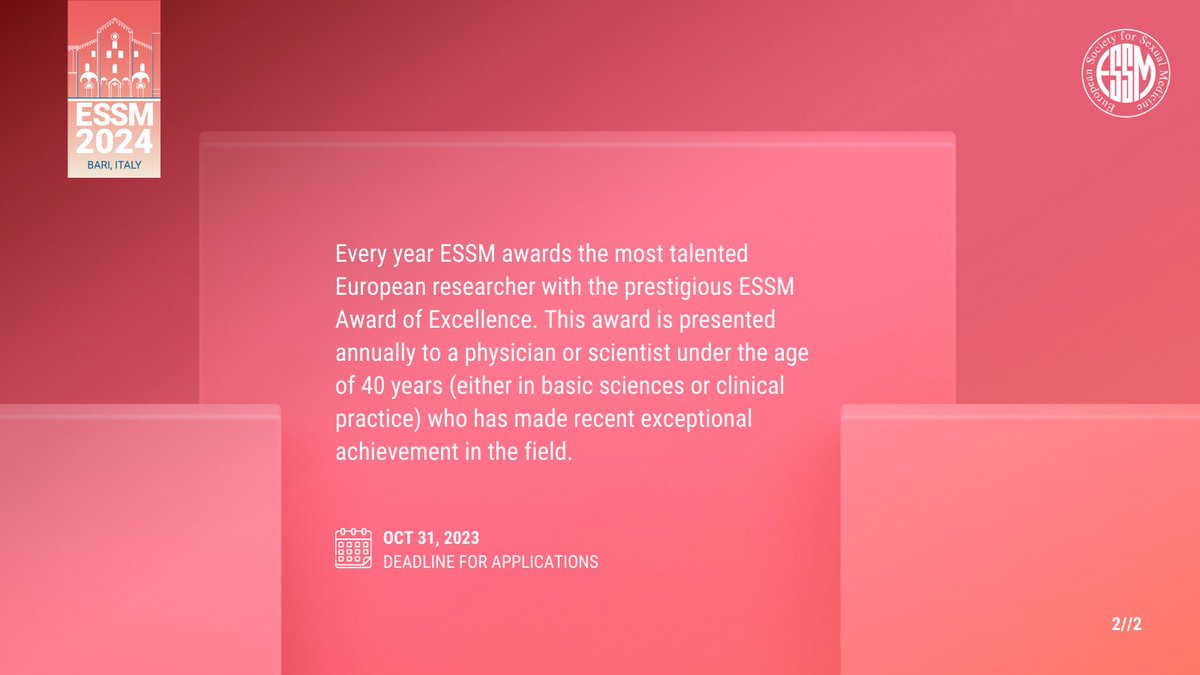 essm_tweets's tweet image. 🏆 Award of Excellence 🙌🏻 Don&apos;t miss your chance to shine and start with your application today!
Visit our website today to learn more 👉🏼 ow.ly/TEml50PtI5g

#ESSMPrestigeAwards #ESSM #BeRecognized #Awards #Science #Medicine