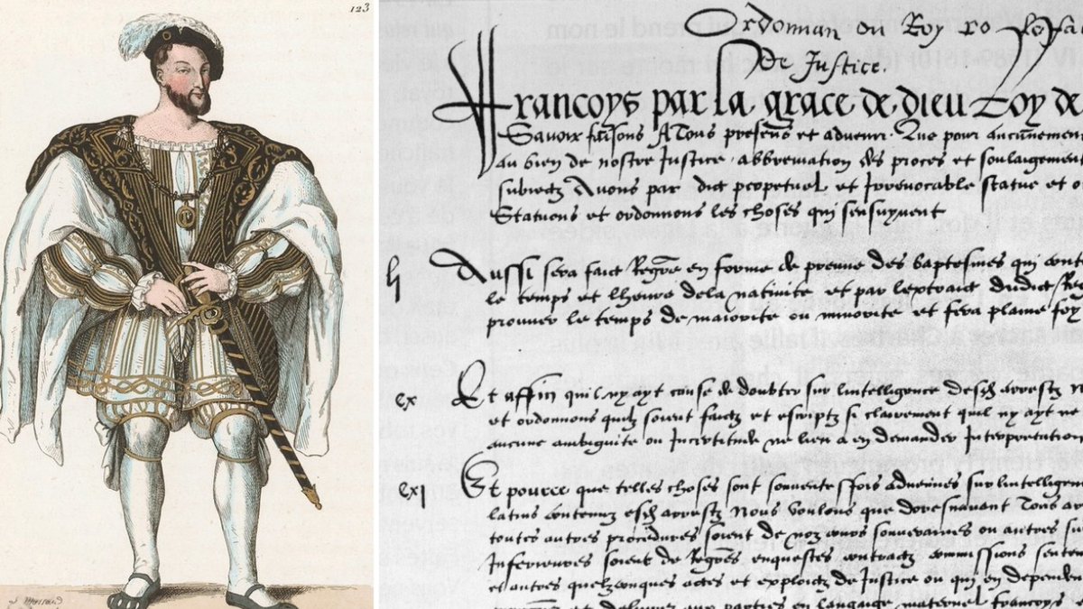 FrPittoresque's tweet photo. 🔴 𝐈𝐋 𝐘 𝐀 𝟒𝟖𝟒 𝐀𝐍𝐒 | Le #10Août 1539 : ordonnance de #VillersCotterêts faisant notamment du #français la #langue officielle du #droit et de l’#administration. Elle interdit l’usage du latin dans les procès et marque les débuts de l’état civil ➽ https://t.co/lLbzUd1WzC https://t.co/lHW8XI9lO6