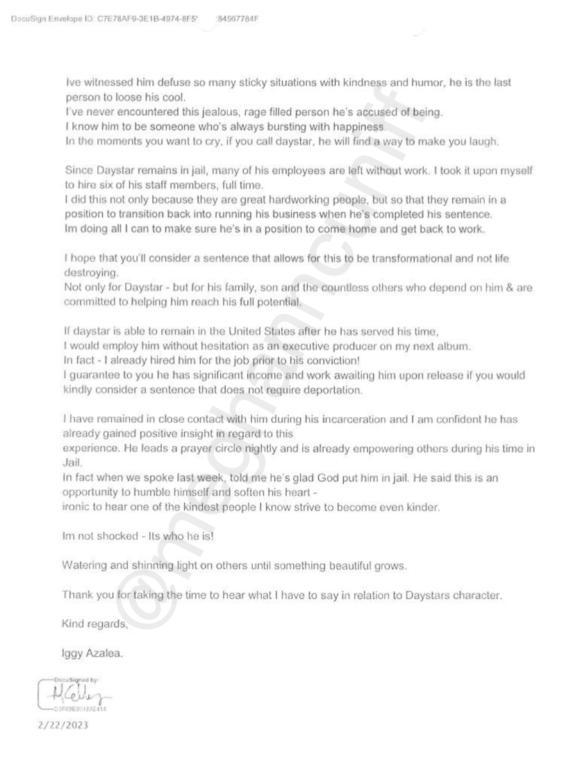 meghanncuniff's tweet photo. Here is Iggy Azalea's full letter to Tory Lanez's sentencing judge.

I have the other 75 letters written for Lanez's sentencing and will be live on YouTube at 12 pm PST / 3 pm EST to discuss: https://t.co/d2PD3TPsxx https://t.co/9gmhcoDErL