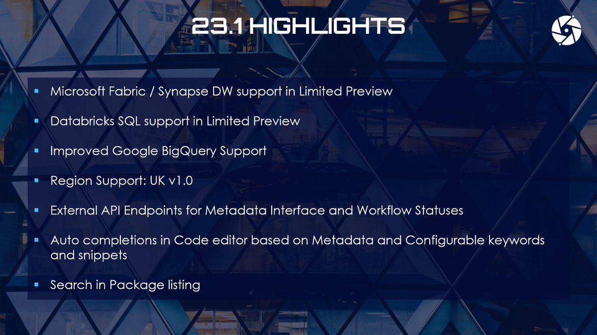 AgileDataEngine's tweet image. New @AgileDataEngine release is out! 🌟
✔ New region: UK v1.0 supported!
✔ New data warehouses supported!
✔ New API endpoints supported!
✔ New metadata-based autocompletions supported!
#CloudDW #DataOps #MicrosoftFabric #Azure @databricks #BigQuery @SnowflakeDB #AWS #DV #DWH