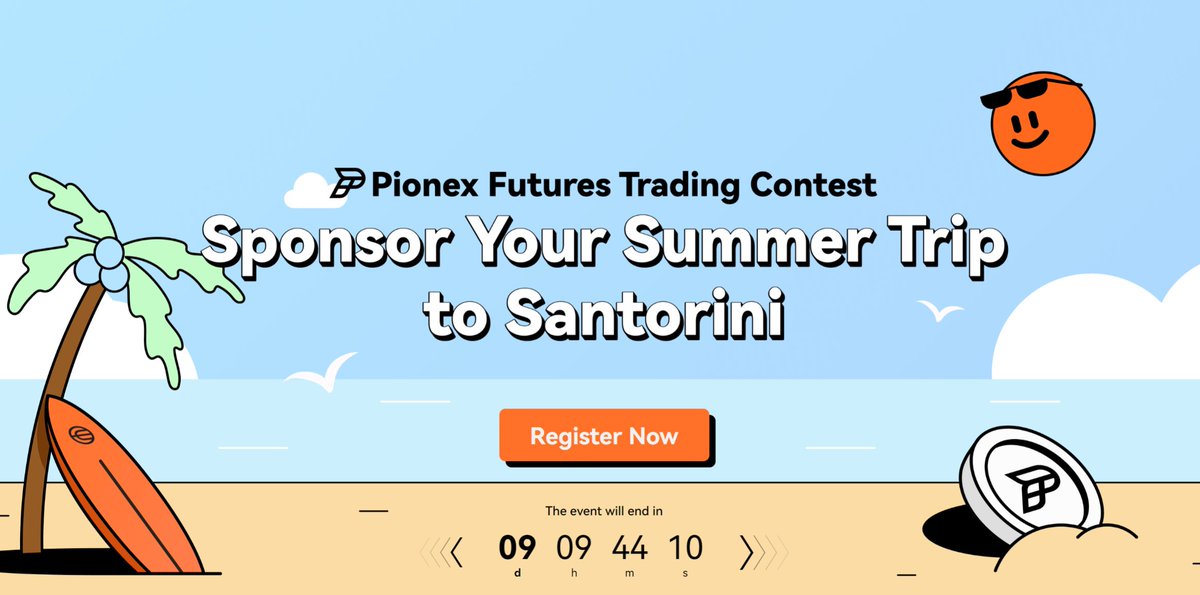 pionex's tweet photo. 📢🚀 Participate in the #Pionex Futures Trading Contest🏆
🤳A chance to win an award:
🏅#summer trip to #Santorini、#iPhone15、#PS5、#AppleWatch🍺
⏰The opportunity is limited. Act fast!💰💼
#Crypto #BTC #ETH #Awards 
👉Click on the link to learn more:https://t.co/bmxL2HpJoK https://t.co/RONZl2ik6n