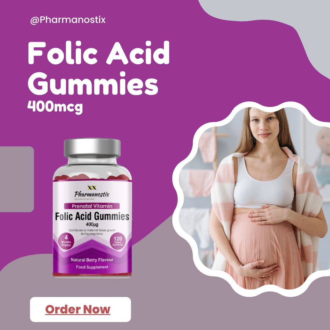 pharmanostix's tweet photo. Folic Acid Gummies for Women 400mcg, Essential Support for Mom &amp; Baby, Extra Strength Prenatal Vitamins, Chewable Folic Nutrition Supplement for Before &amp; During Pregnancy.

https://t.co/WY2ubpwGr5
#vitaminsandminerals #folicacid #vitamingummies #pharmanostix #pregnancy #pregnant https://t.co/hX6r2ChOkm