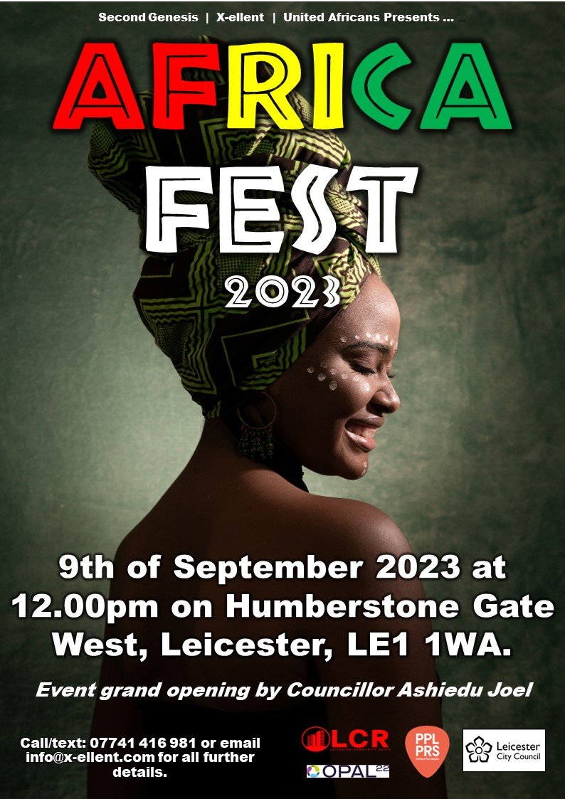 CLN_LLR's tweet image. 📢 PLEASE SHARE 📢 Join us for the first annual #AfricaFest on 9th Sept 2023 in Leicester at Humberstone Gate West (outside M&amp;amp;S). Expect African business expos, fashion shows, awards, talent spots, quizzes &amp;amp; more!🌍💃 Want to participate or suggest? 📞 07741 416 981. 🌟