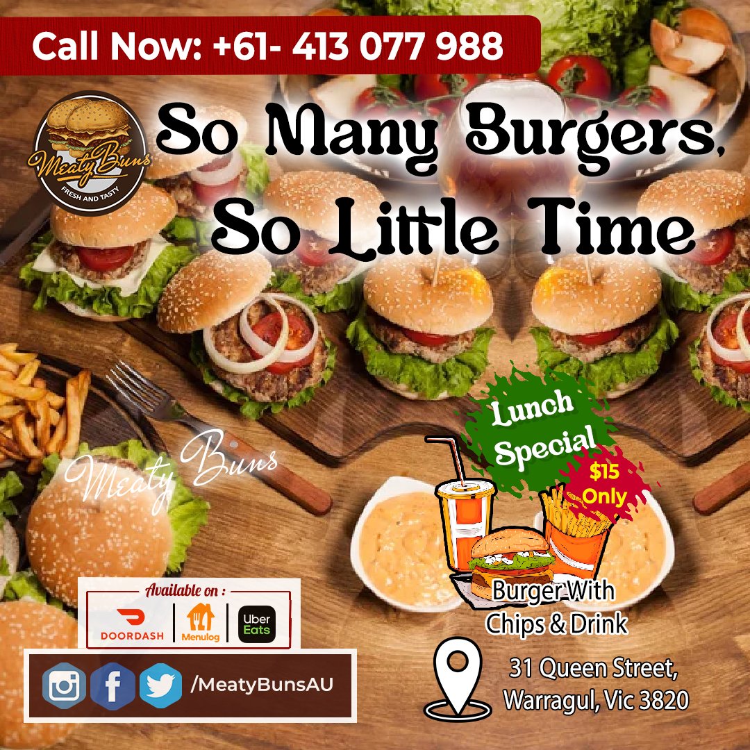 Visit us at - 31 Queen Street, Warragul, Vic 3820 📷📷
Call Now : +61-413 077 988
#burgers #chips #drinkspecials #lunch #lunchspecial #lunchtime #lunchbreak

#foodtruck #foodtiktok #foodtruckfood #foodtrailer #foodtruckfestival
#quotes #quoteoftheday #quotesdaily