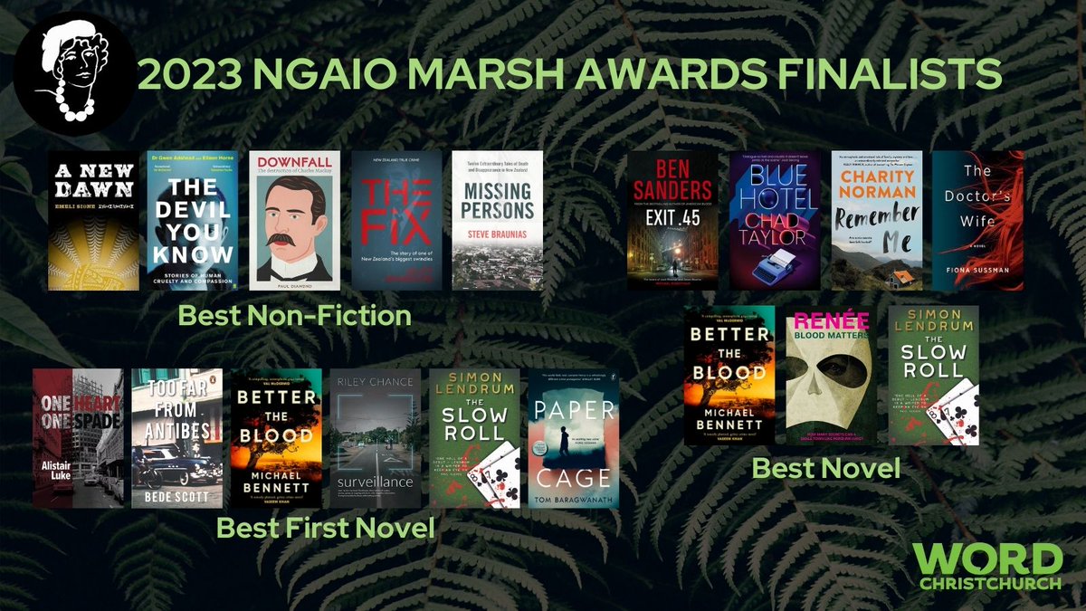 Kia ora e hoa! I'm still buzzing about being named a finalist for the #2023Ngaios. What an honour to be among these storytellers. Congratulations everyone. 
Very cool to see four Māori/Pasifika authors there too. Engari tonu Renée (@WednesdayBusk), Paul, and Emeli. #yeahnoir