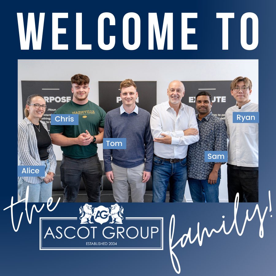 Great to welcome 5 new team members over the last couple of weeks. We’re building something amazing at @TheAscotGroup - if you want to have the future you’ve always dreamed of, come and join us!