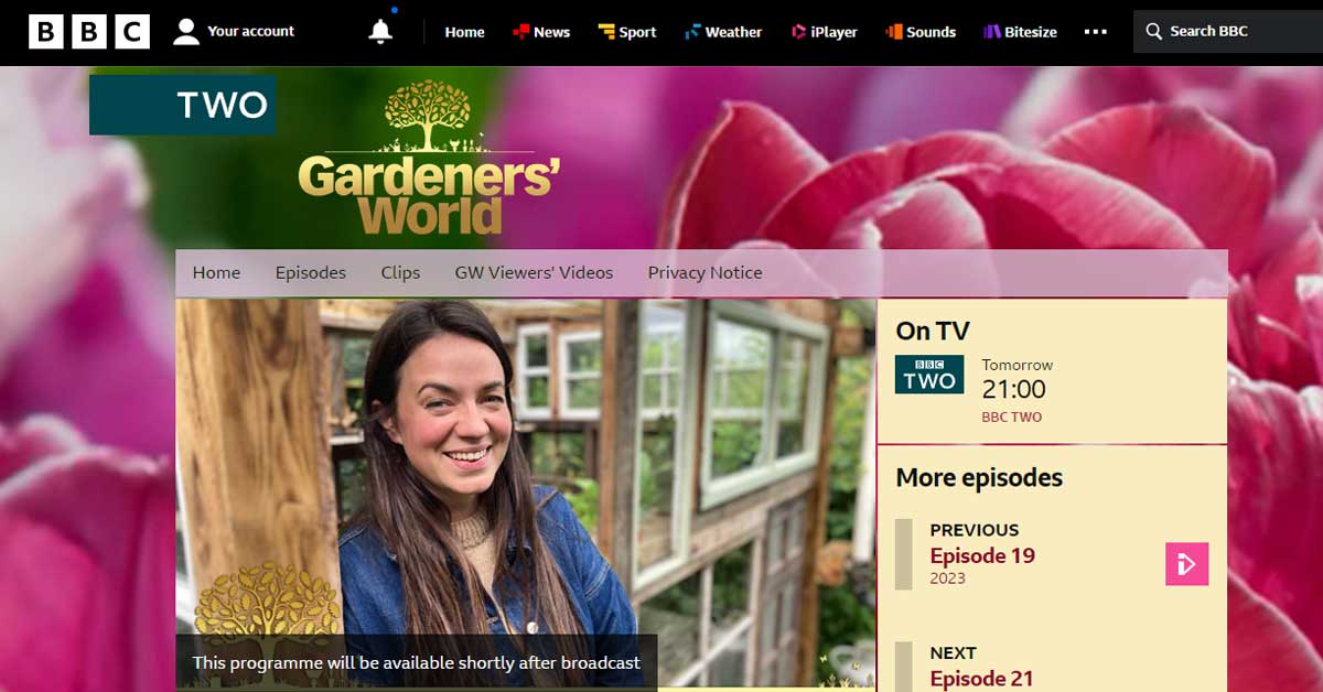 💚We're on @GWandShows tonight with #FrancesTophill @SharphamTrust!

The show airs at 9pm tonight (Thurs 10 Aug - different slot) & 6.05am, Sunday 13 Aug  on BBC TWO, then later  @BBCiPlayer .

#SharphamTrust

#gardenersworld #VisitTotnes #Totnes #Devon @VisitDevon