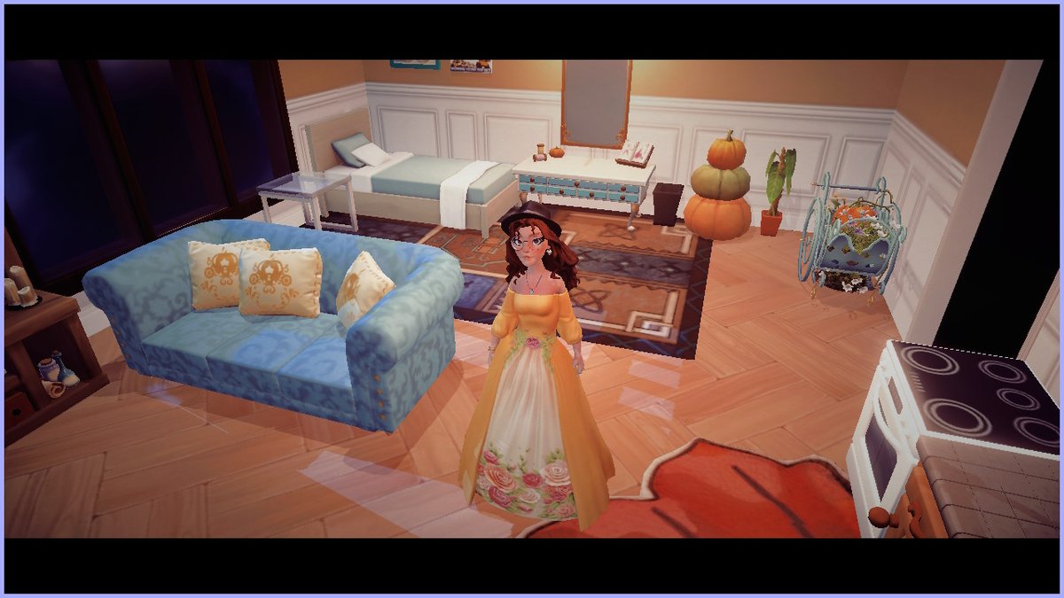 Giggles_Ow's tweet photo. cinderella inspired room! based off of fairy godmother's house!!!!  #DreamlightValley #NintendoSwitch https://t.co/0hwIiL0s9C