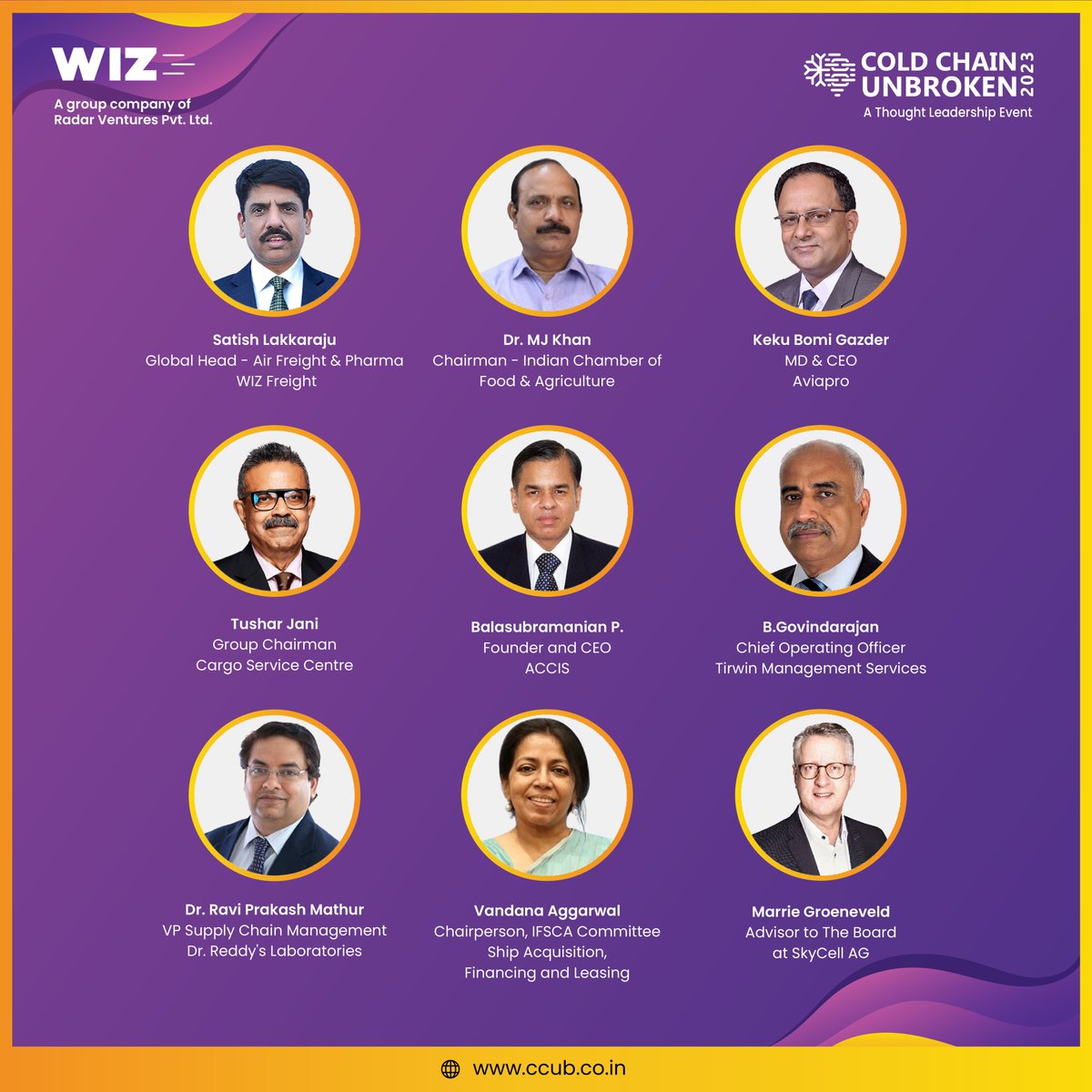 _CargoTalk_'s tweet image. We&apos;re delighted to announce our partnership with WIZ for &apos;Cold Chain Unbroken 2023&apos; – a visionary industry event.
For more details, visit ccub.co.in or reach out to at ccub@wizfreight.com.

#ColdChainUnbroken #ThoughtLeadershipEvent #SupplyChainTrends