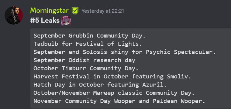 The Morningstar last season is what motivated us to start our leak tracker, and now another season of leaks has came, now I'm just waiting for dates for these events to get published...

airtable.com/appHWOvXsYWC9f…