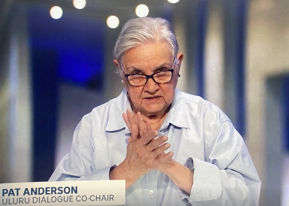 Don’t miss our Co-Patron Pat Anderson AO on ABC TV’s 7.30 (from 12:57) on #Voice. “It’s a universal truism that when you involve the people you’re making decisions & policies for…you get better laws, better outcomes....' iview.abc.net.au/video/NC2301H1…