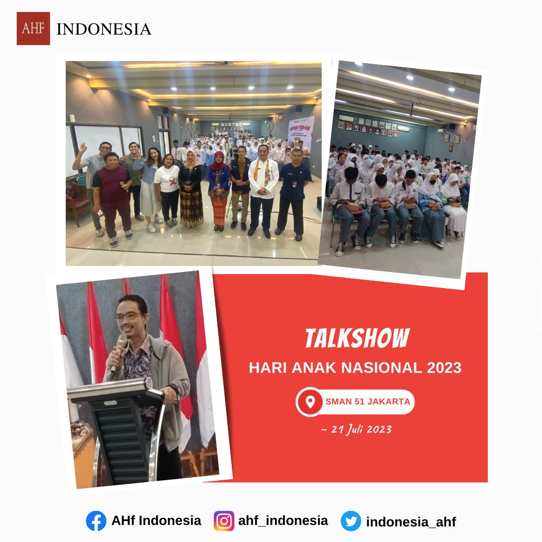 indonesia_ahf's tweet photo. Ini loh keseruan kegiatan AHF - YKIS Goes to School, yang dimana kita mengunjungi SMP 102 dan SMA 51 Jakarta Timur pada tanggal 20 - 21 Juli 2023.
Saatnya kita semua berkolaborasi untuk melakukan pencegahan penularan HIV ke Anak.
#AHFpeduli #AHFIndonesia #ahfsinergi #HIV #AIDS https://t.co/StsriSU26B