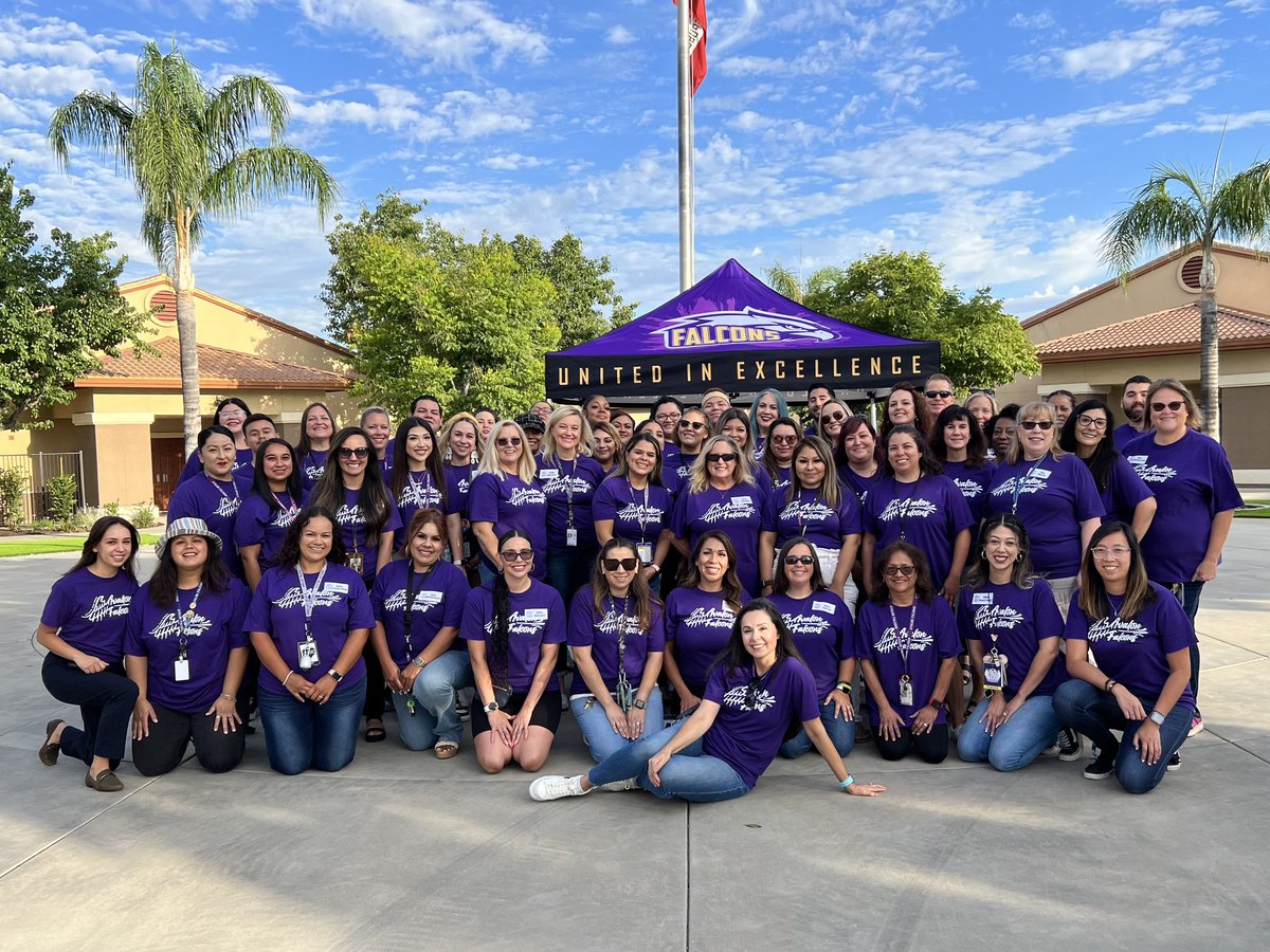 FalconsAvalon's tweet photo. Happy 23-24 First Day of School, from our family to yours! #FalconsUnitedInExcellence #vvfirstday23 #family @ValVerdeUSD @RCOE https://t.co/5dLDOM9R1f