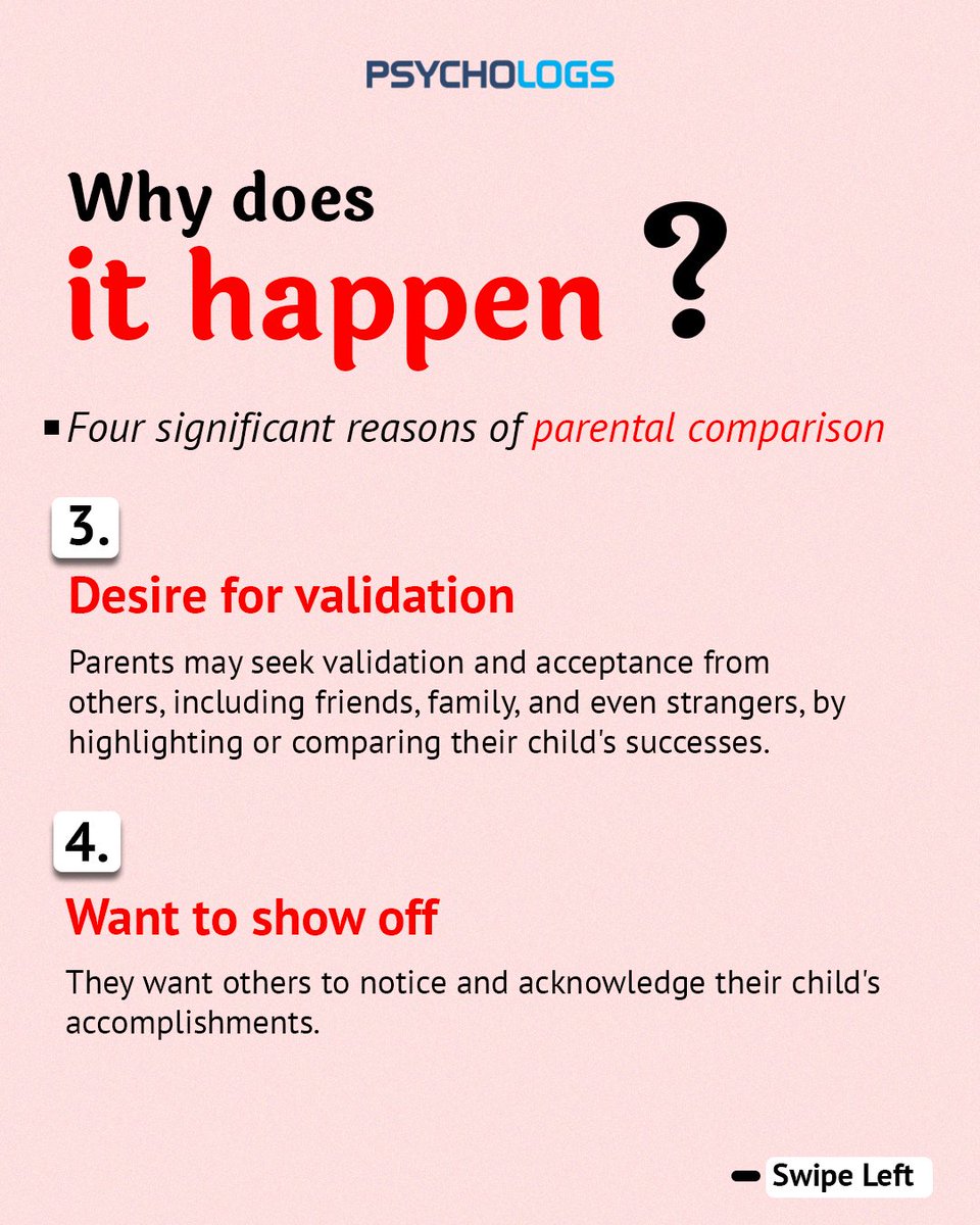 PsychologsIndia's tweet photo. Parental comparison is good for promoting the healthy development of children but it also leads to the unhealthy #development of a #child. This lowers the self-esteem of a child and leads to insecurity among children.
#parentalcomparison #societalnorms #education #expactation https://t.co/1gbmNsCtYe