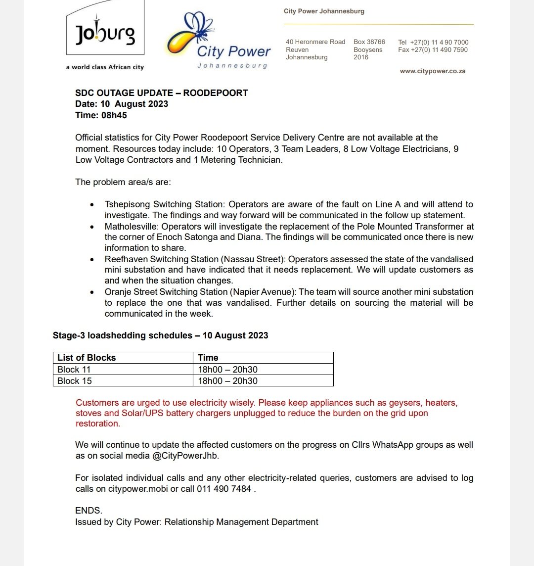 CityPowerJhb's tweet photo. Region C #RoodepoortSDC
#Tshepisong #Matholeville #Reefhaven update π^DR https://t.co/jwHbiZCTKP