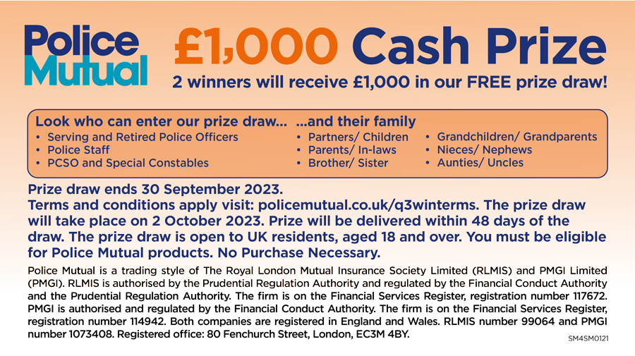 Enter our Summer Prize Draw exclusively for Police Officers, Specials, Staff AND your families! 

Terms and conditions apply, orlo.uk/qLcyz 

Don’t miss out, enter today 👉 orlo.uk/zmIVI 

Prize draw closes on 30/09/2023.