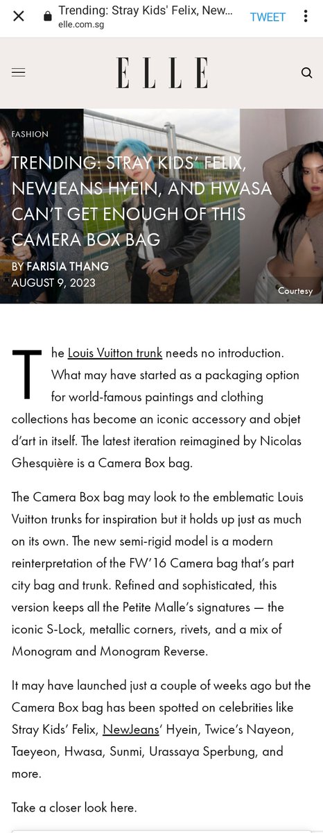 Trending: Stray Kids' Felix, NewJeans Hyein, and Hwasa Can't Get Enough Of  This Camera Box Bag - ELLE SINGAPORE