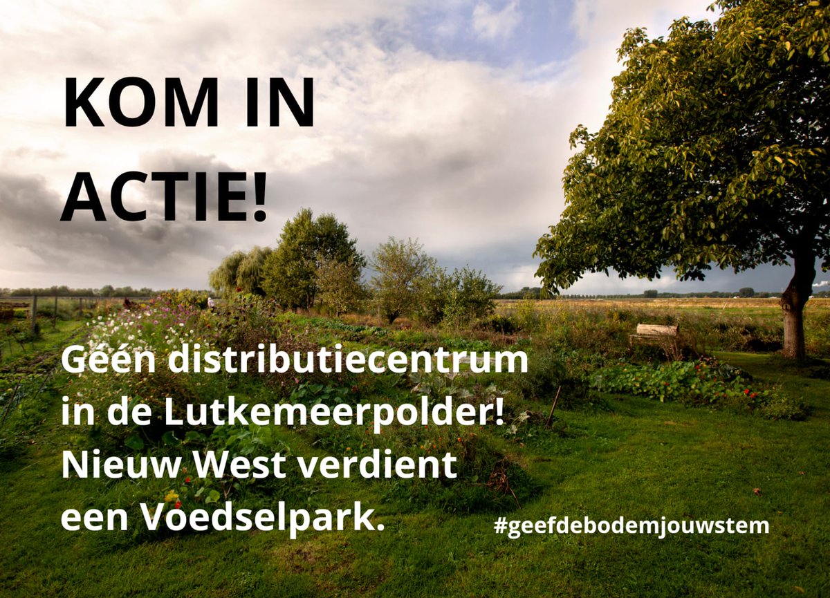 Kom in actie!
De XXLdistributiehallen in de #Lutkemeerpolder hebben direct een negatieve impact op onze leefomgeving. Stop dit.

💚 Doe mee:  voedselparkamsterdam.nl/ja-ik-doe-mee/

💚#GeefdeBodemjouwstem
voedselparkamsterdam.nl/geef-de-bodem-…

💚 Kom kijken &amp; denk &amp; praat mee
voedselparkamsterdam.nl/agenda/