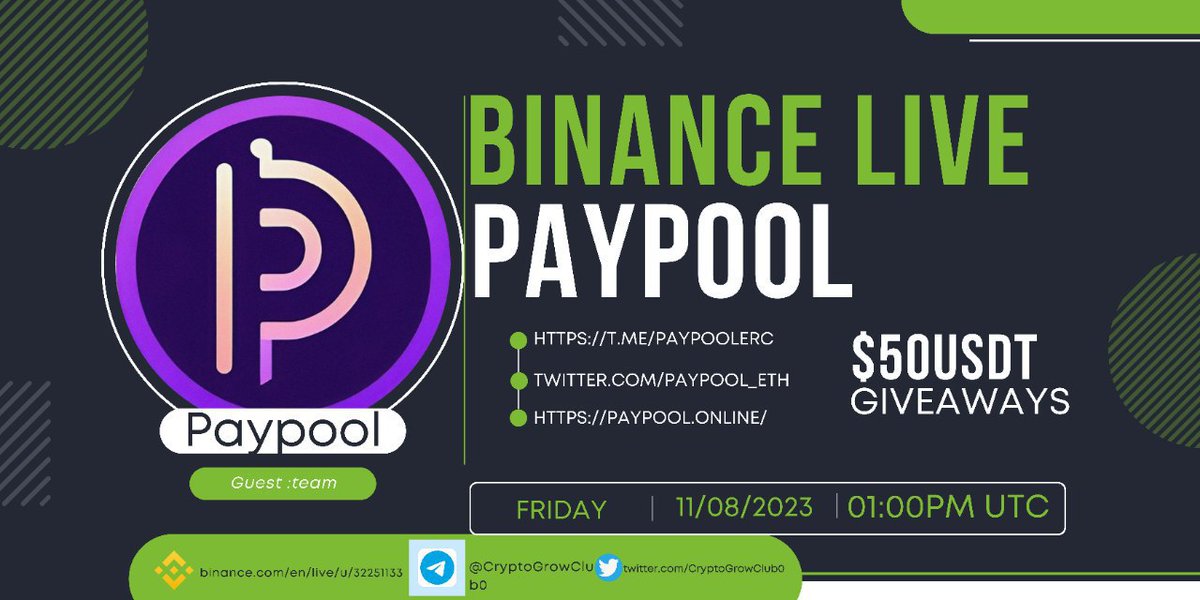 Paypool_eth's tweet photo. Binance AMA incoming soon 

https://t.co/FcGMPEdGmy

https://t.co/0jz5GhiMnS

 #Paypool #PAYPO #ETH https://t.co/updXxXs2Xl