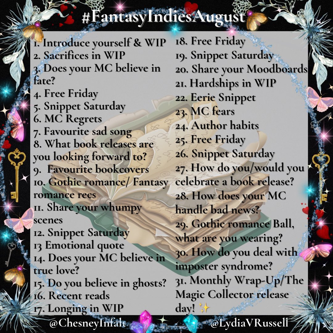 I always have a moment of writer's block right before the climax because pulling everything together in the most exciting way is always so much pressure... Usually, I just have to push through it, see what comes out, and then EDIT 😅

#FantasyIndiesAugust