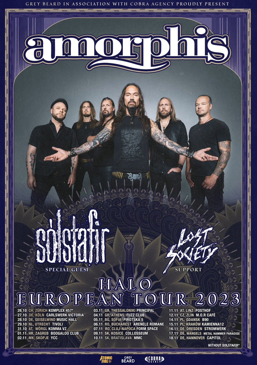 The second leg of the Halo European tour has expanded! 06.11. 🇷🇴 BUCHAREST - ARENELE ROMANE 07.11 🇷🇴 CLUJ-NAPOCA - FORM SPACE 🎫 Tickets at amorphis.net/tour #amorphis #amorphishalotour