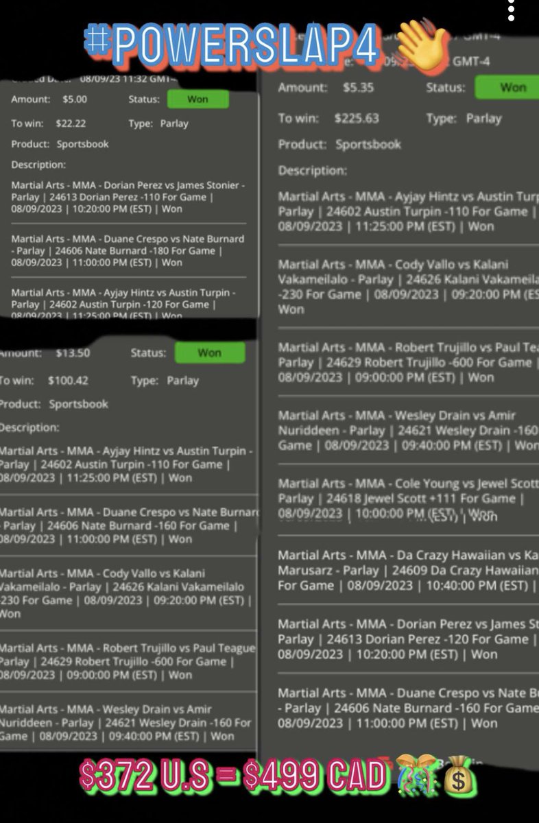 CDAZZE's tweet image. Turned $32 into $500 today was a good day #PowerSlap4 👋🔥