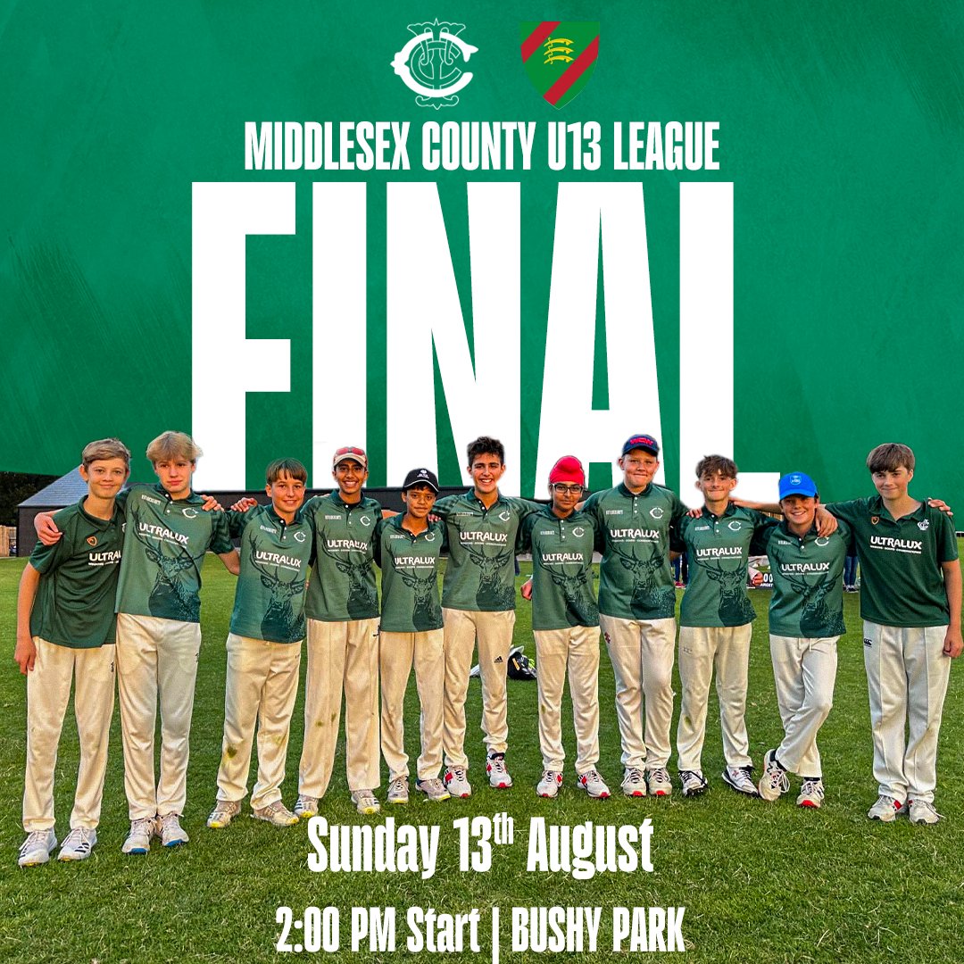 A huge congratulations to Teddington U13's who have made it through to the Middlesex County League final this Sunday, 13th August, against Ealing CC.

The team would love your support so get down to the club and enjoy what promises to be a great day.