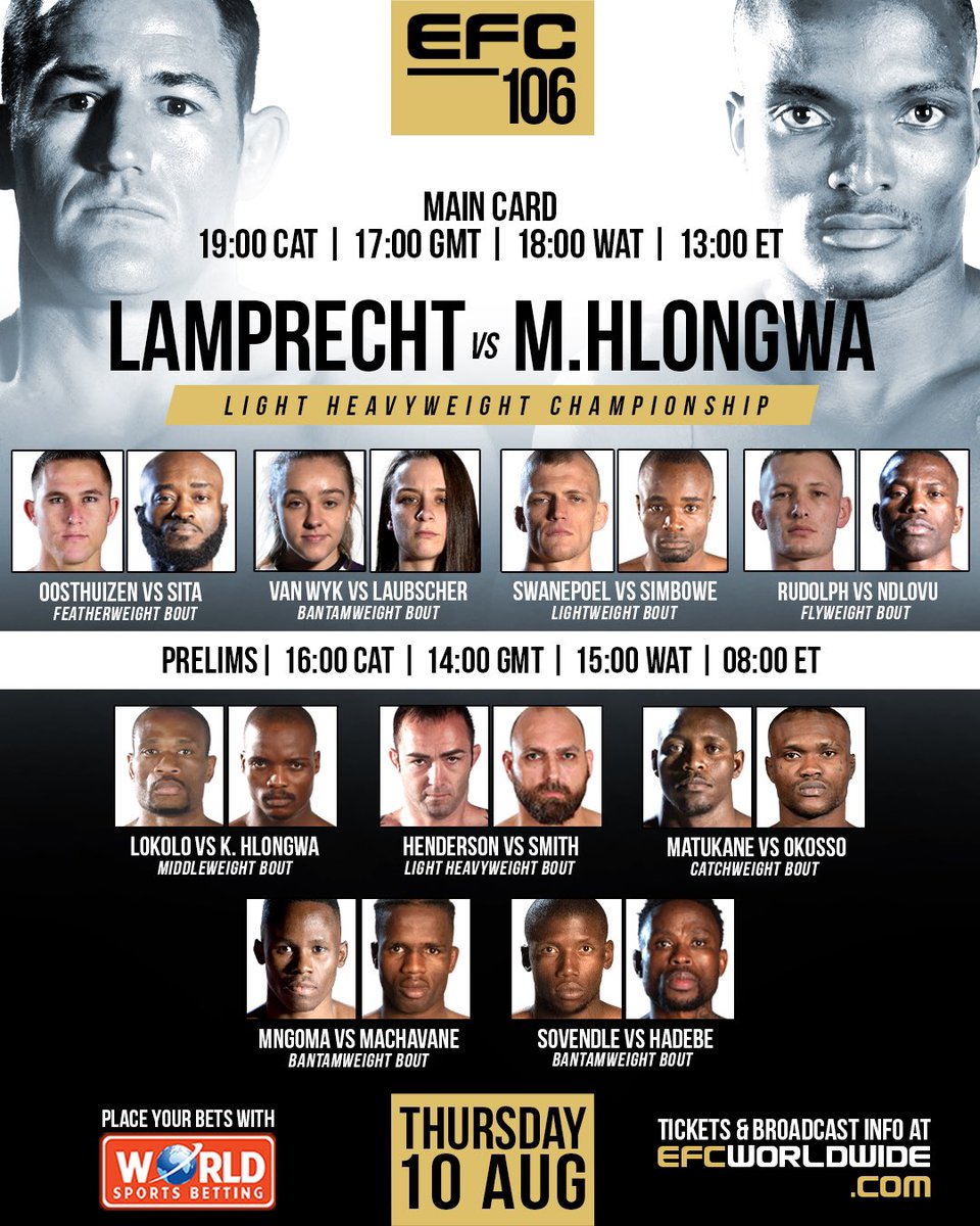 EFCworldwide's tweet photo. IT’S FIGHT NIGHT!  

Who’s your money on?
Head over to @WorldSportsBet for all the odds and get your bets in! 

#EFC106 https://t.co/48fhiMAEiK