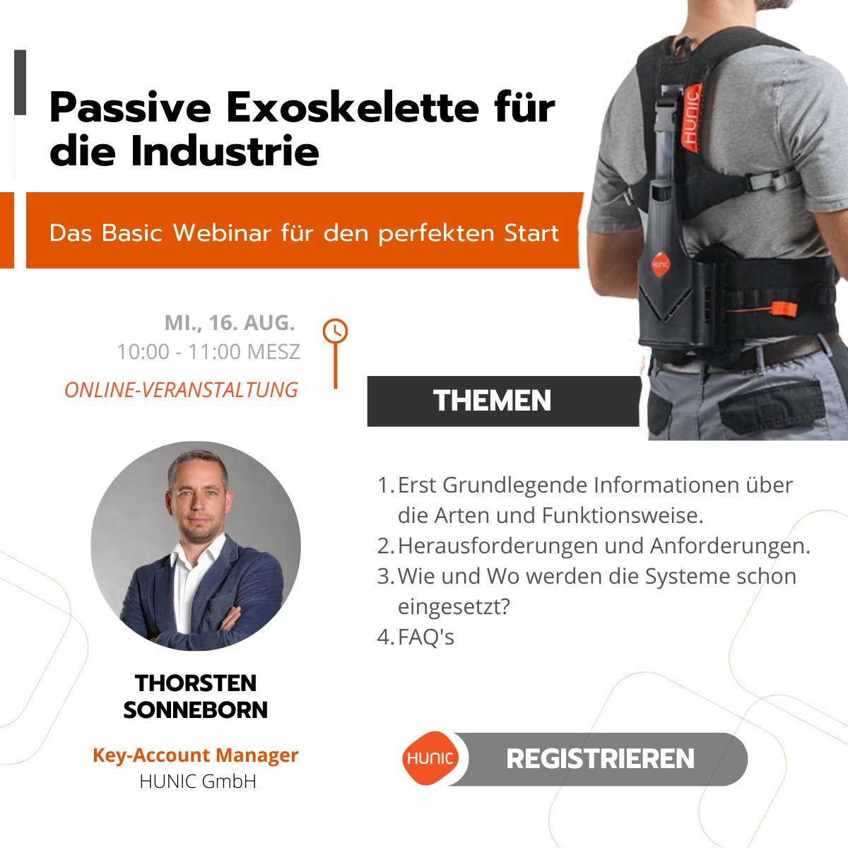 HUNIC_DE's tweet image. Es ist noch Zeit, sich für das Webinar am 16. August anzumelden, um mehr über die Welt der passiven Skelette von SoftExo zu erfahren. Hier kostenlos anmelden ecs.page.link/JKqb6 #HUNIC #SoftExo #exoskelette #webinar #handwerk #intralogistik #arbeitssicherheit