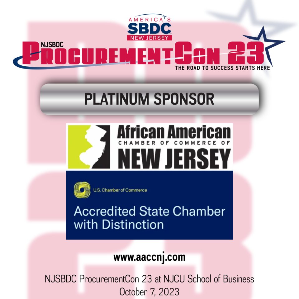 Thank you to @AACCNJ for supporting NJSBDC ProcurementCon 23. We can't wait to see you there October 7th at NJCU School of Business.
#WomenOwnedBiz #LatinoEntrepreneurs #MinorityOwned #NJSmallBusiness #DiversityInBusiness #SmallBizSuccess