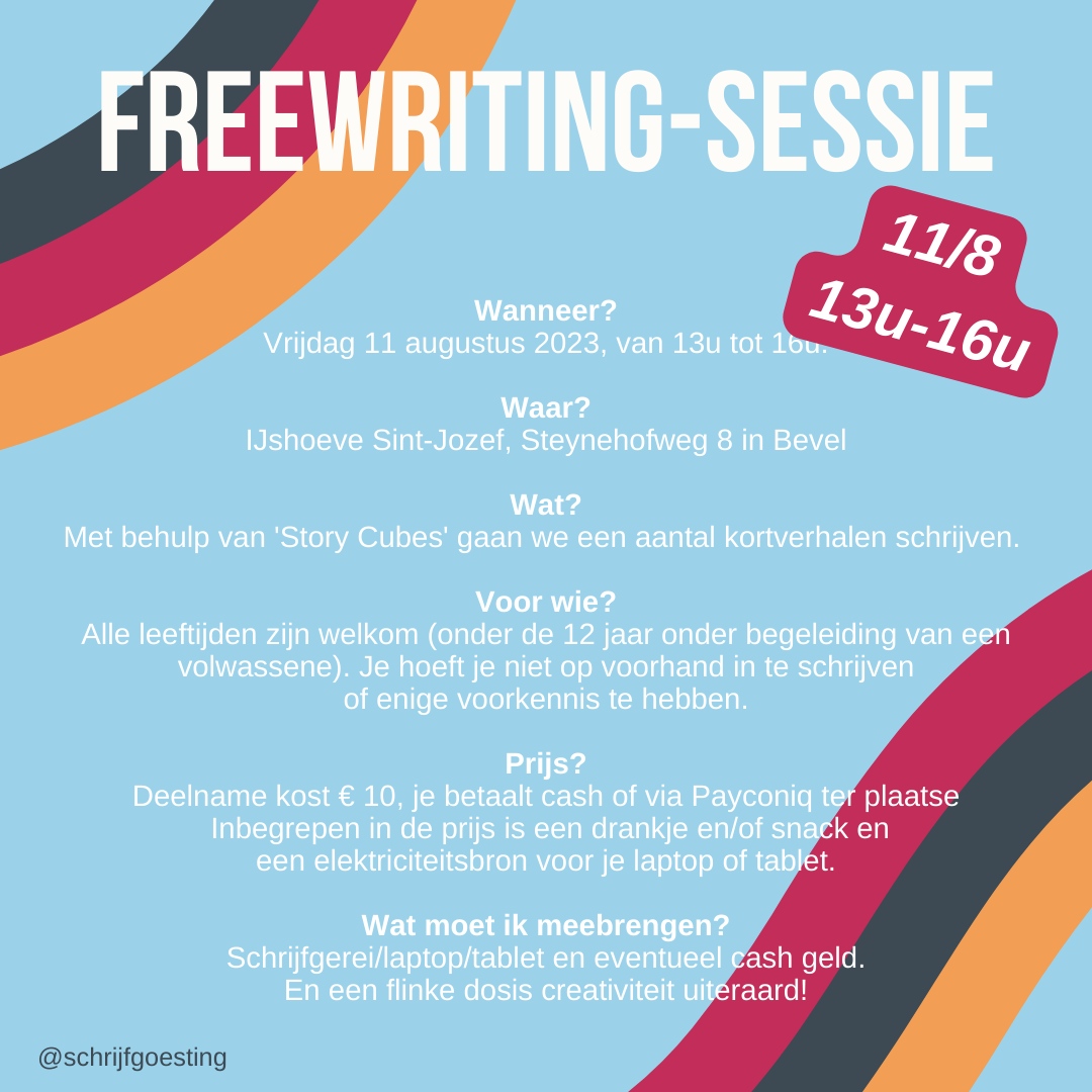 EvaLindenAuteur's tweet photo. #QOTD : Kom jij morgen mee freewriten? #creatiefschrijven #schrijftip #ijshoevebevel #uitinvlaanderen #uitinnijlen #creatief #schrijven #boeken #mijnlevenalsauteur #auteur #schrijver #evalinden #boekenvanevalinden #boekpromotie #bibliophile https://t.co/01e5ym2oYX