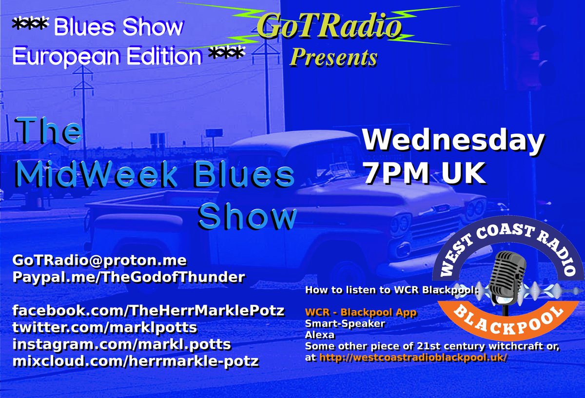 #EuropeanEdition #Blues show #TheMidWeekBluesShow which aired last night on @wcblackpool Incl: @BluesmanMikeF @mwalklate & @alexhaynesmusic @MattyTWall @barefacebanduk #lightningthreads @wjlawsjr @TrackDogsMusic @JakeLegJug @PistolPeteWearn mixcloud.com/herrmarkle-pot…