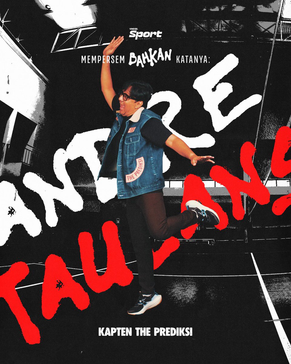 vindestwitt's tweet image. Inilah apa katanya sang kapten daripada The Prediksi, @andretaulany74

Jadi, lo tim mana? #ThePrediksi atau #TheActors?

Jangan lupa nyalain notifikasi agar supaya tidak terlewatkin penjualan tiketnya!

#Vindes
#VindesSport