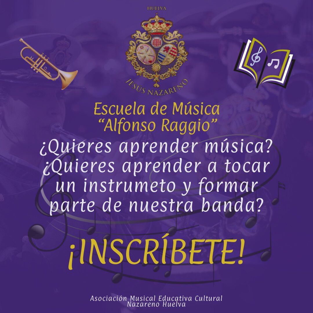 Nazareno_Huelva's tweet photo. 📚 ¿AÚN NO TE HAS INSCRITO EN NUESTRA ESCUELA?

¿A qué esperas? Rellena nuestro formulario para realizar una preinscripción para nuestra Escuela de Música “Alfonso Raggio”.

¡Es tu momento! ¡Inscríbete y vive la gran experiencia de nuestra escuela musical! https://t.co/27IpxhIRDN