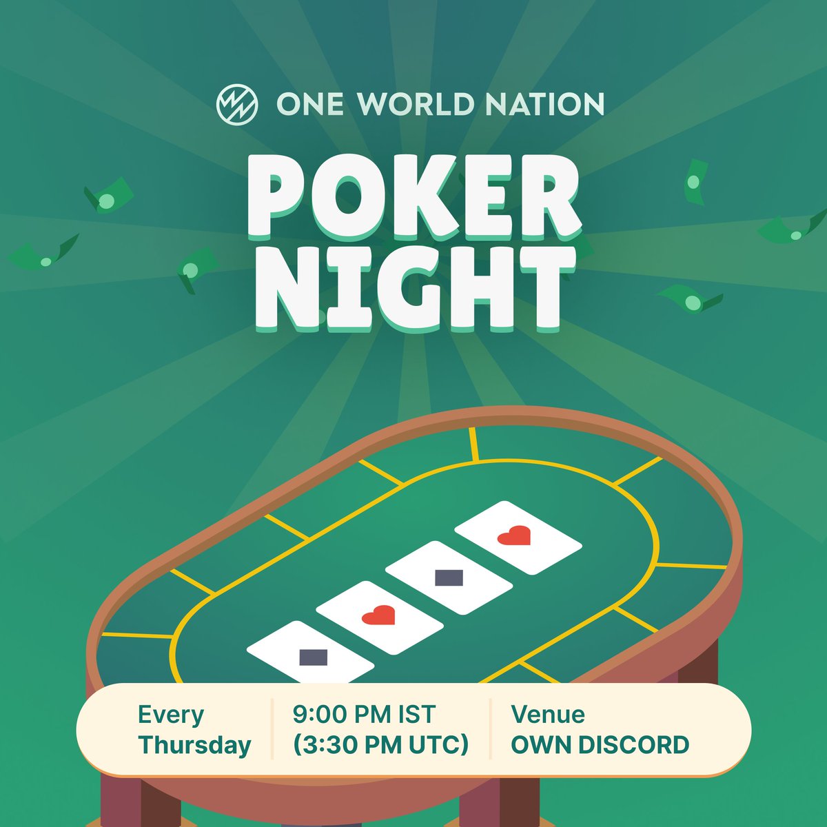 CryptoverseOwn's tweet image. Come and join us for a fun Poker Night filled with gossip and madness!♠️♥️♣️♦️

Exclusively on our discord: discord.gg/one-world-nati…

Pull up your socks as it's going to be a crazy crazy night.