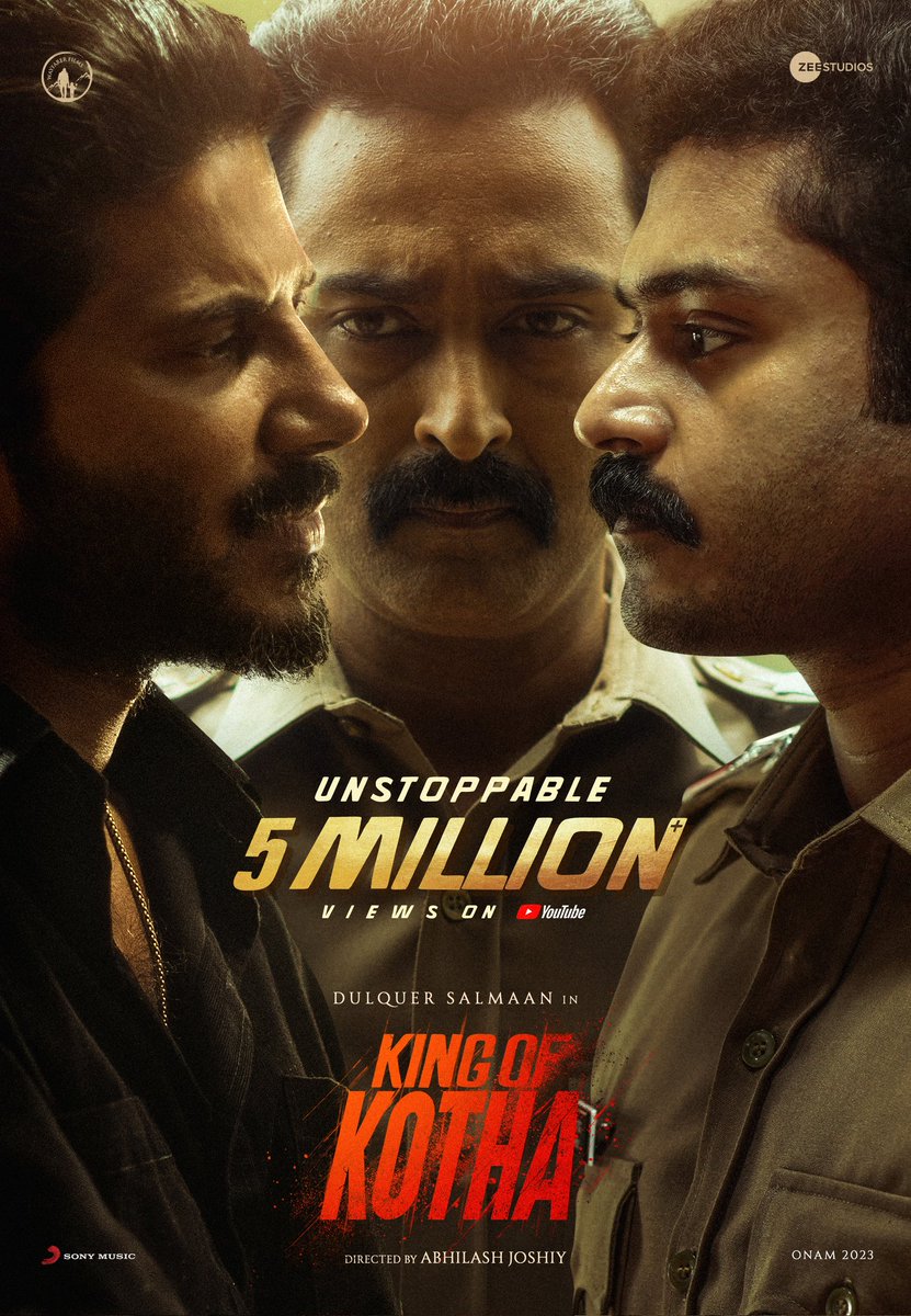 DQsWayfarerFilm's tweet photo. #KOKTrailer is unstoppable!! Now trending on YT with 5M+ views. 

Watch the trailer here - https://t.co/hlFJQW8bwH

#KingOfKotha @dulQuer @AishuL_ @actorshabeer @Prasanna_actor #AbhilashJoshiy @NimishRavi @JxBe @shaanrahman @ActorGokul @ActorSarann @TheVinothCj @zeestudiossouth https://t.co/2SWgtDjDa9