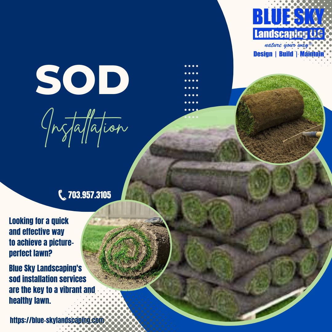 Dramatically and instantly improve your curb appeal Whether you have a residential or commercial property our sod installation services are available. 

Call us today (703) 957-3105 
blue-skylandscaping.com  
#sodinstallation #lawncare #curbappeal #landscape #turf #workinloudoun