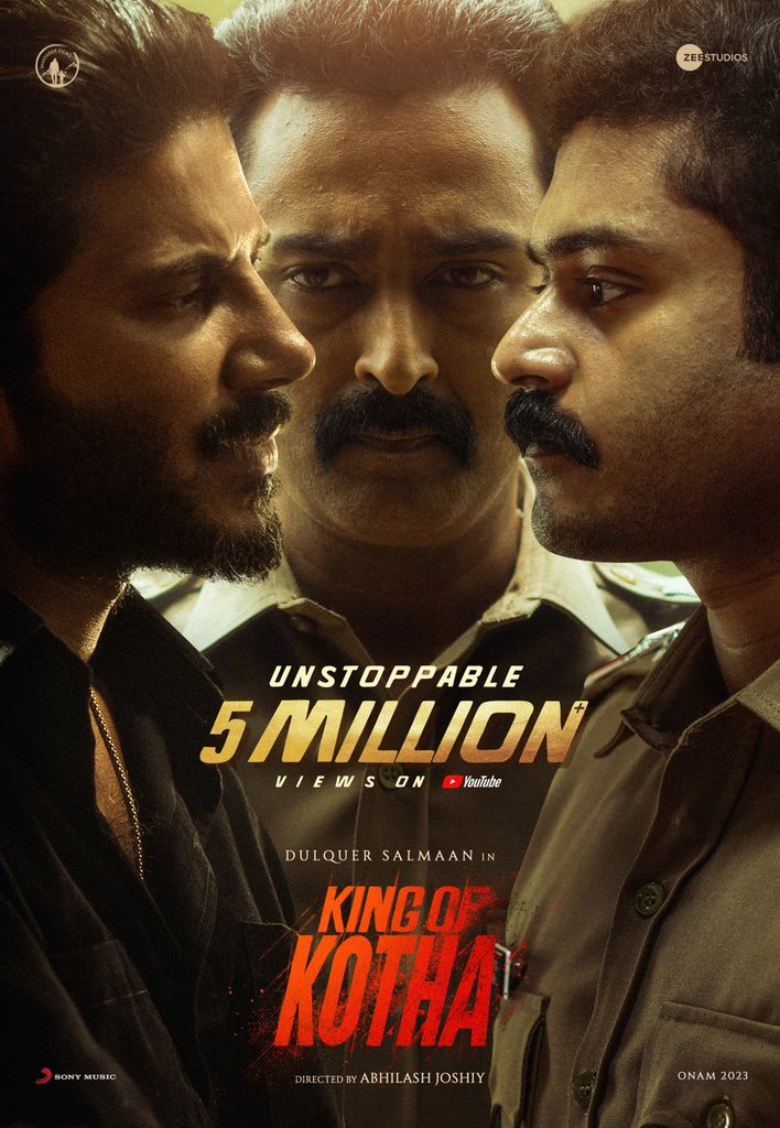 zeestudiossouth's tweet photo. #KOKTrailer is unstoppable!! Now trending on YT with 5M+ views. 

Watch the trailer here - https://t.co/SXcDkPZkDH

#KingOfKotha @dulQuer @AishuL_ @actorshabeer @Prasanna_actor #AbhilashJoshiy @NimishRavi @JxBe @shaanrahman @ActorGokul @ActorSarann @TheVinothCj @zeestudiossouth @DQsWayfarerFilm @SonyMusicSouth @sonymusicindia