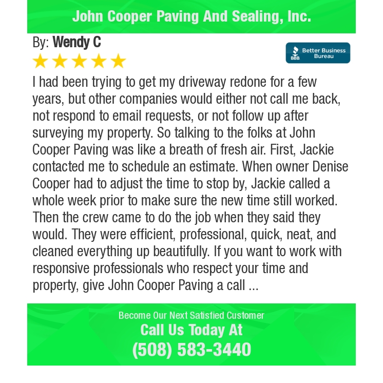 Cooperpaving's tweet image. 5 Star: Wendy C. "..." bbb.org/boston/busines…