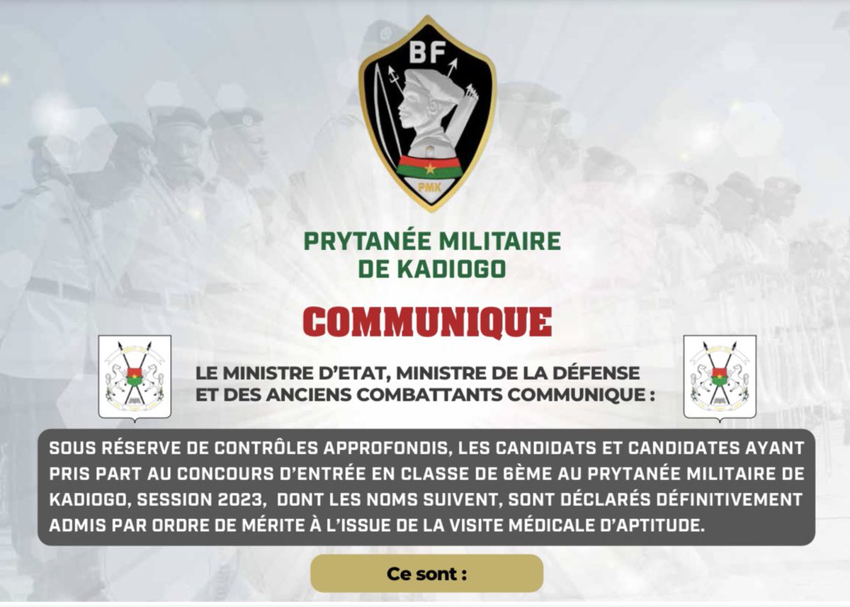 Prytanée Militaire de Kadiogo tweet media