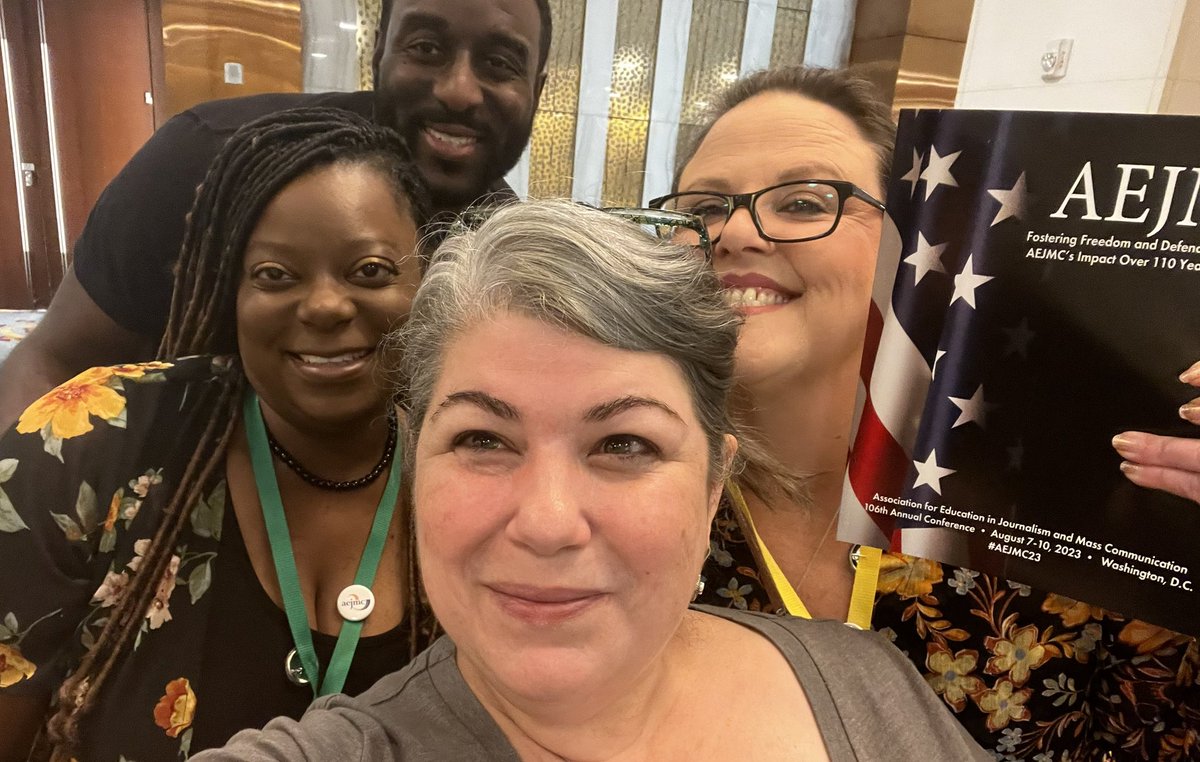 Each year, <a href="/AEJMC/">AEJMC</a>  staff take on the monumental task of conference planning with professionalism, ingenuity, and grace. Congratulations to the newest staff members, Saviela &amp; Cassidy (+ conference AV guru Larry) on reaching the finish line of  #AEJMC23! 🏅🎉❤️