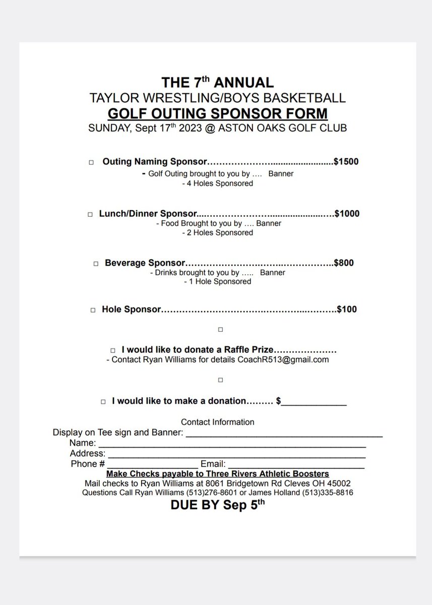 Our Annual Golf Outing is just around the corner. Sept 17th!